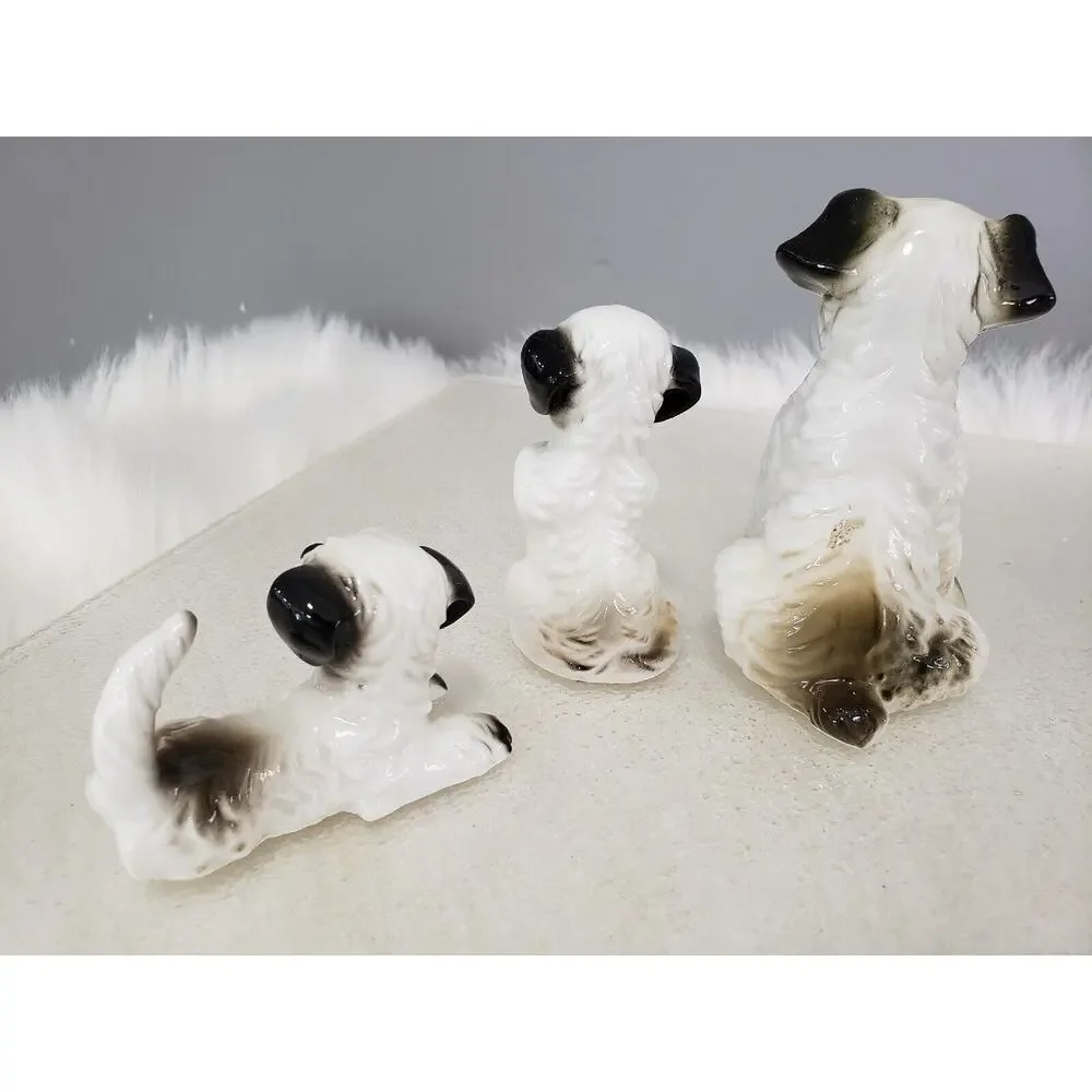 Vintage Ceramic Schnauzer Terrier Dog Figure Japan MCM‎ lot set 3 decor grandma